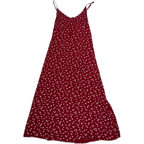 Hollister Dresses & Skirts - Hollister Red Floral Midi Dress Tie Front Side Zip Slip Boho Womens Small